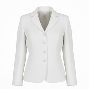 Emily Blazer Plus Size 22W Textured Notch Collar 4 Button Stretch Lined White